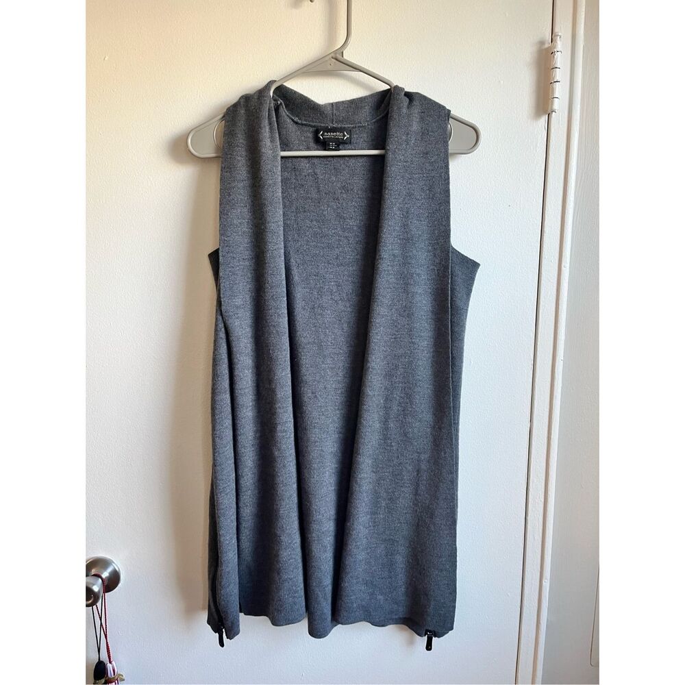 Nanette Lepore Sweater Medium Women Gray Sleeveless Wool Blend Stretch
